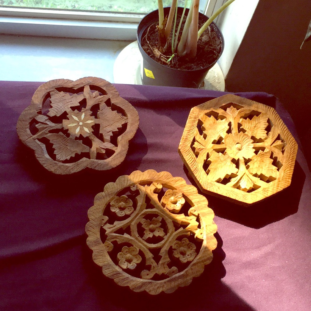 Wood carved trivets